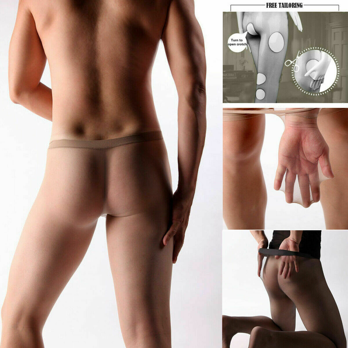 Male Full Seamless Pantyhose Sheath closed Any Cut Bodyhose Stockings Tights