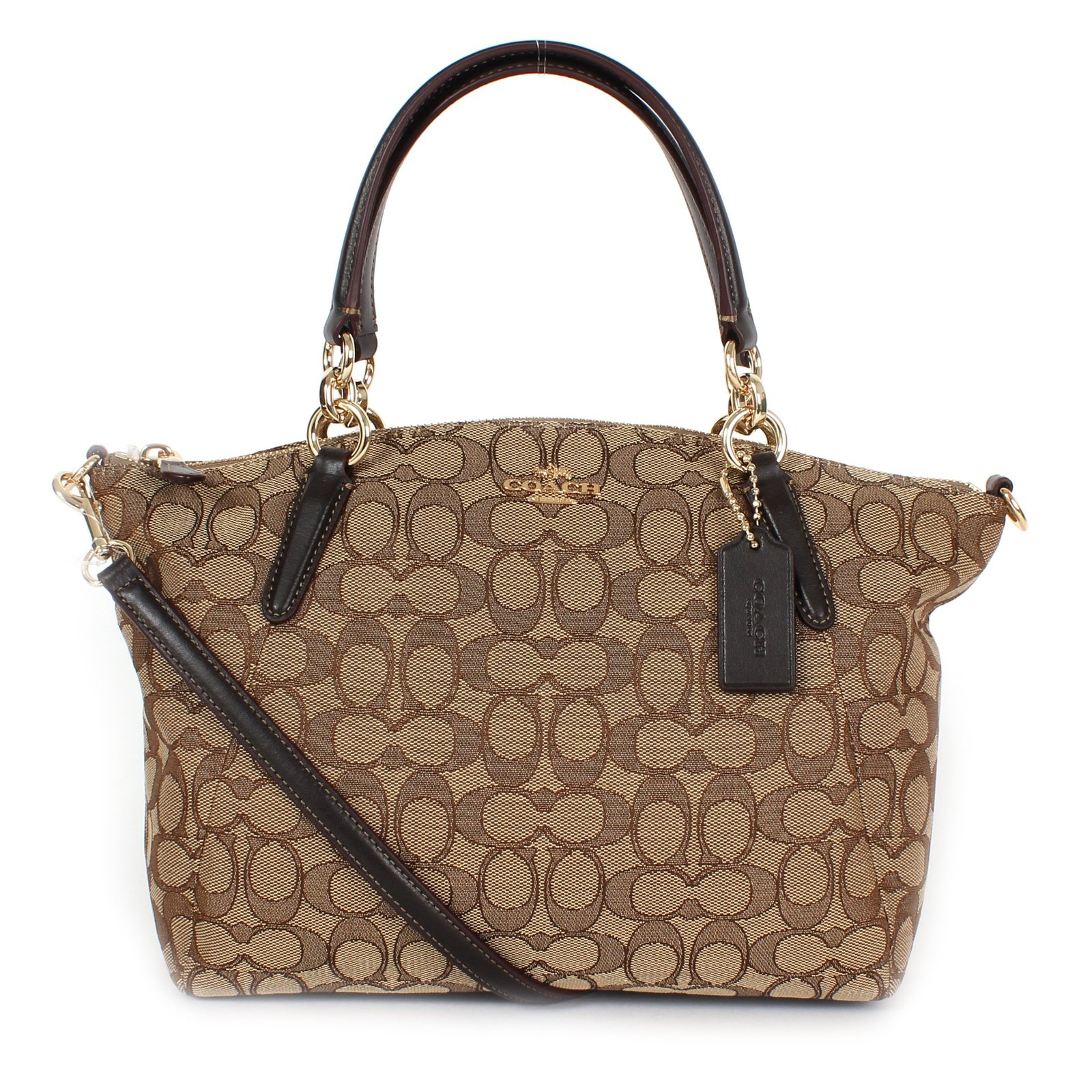 Coach Signature Small Kelsey Satchel Shoulder Bag Handbag, Khaki, Brown - Women&#39;s Handbags & Bags