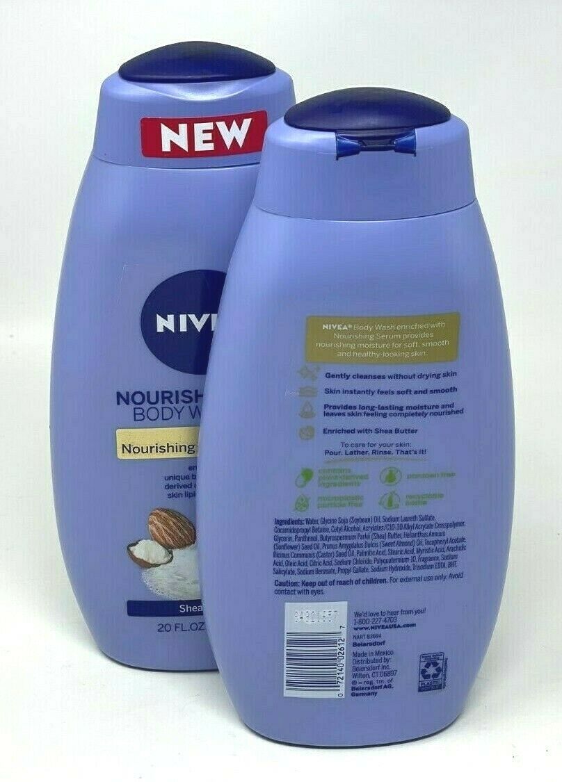 NEW (2PACK) Nivea NOURISHING Body Wash w/ Shea Butter 20 Oz Bottles