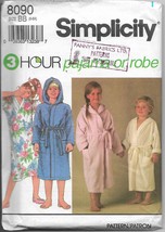 Simplicity 8090 Child Girls Boys Bathrobes, Pajamas, Nightshirt, Sizes 5 6 6x - $16.00