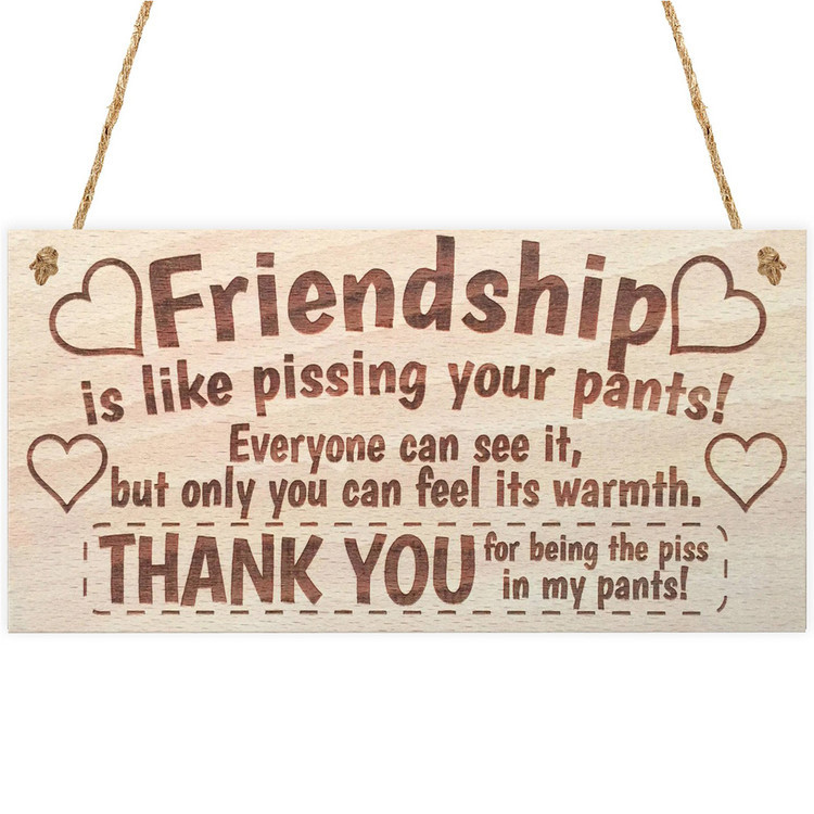 Wood Sign Plaque- Friendship is like pissing your pants! For Wall ...