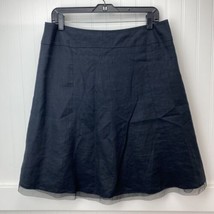 Relativity 100% Linen ALine Skirt 10P Black Knee Length Lined Sheer Acce... - $16.99