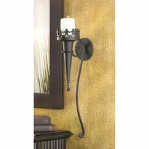 4 GOTHIC MEDIEVAL Decor BLACK SCONCE CANDLE HOLDERS WALL MOUNTED CASTLE ... - $74.95