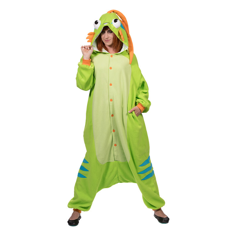 Adults' Kigurumi Pajamas Murloc Onesie Pajamas Polar Fleece Green ...
