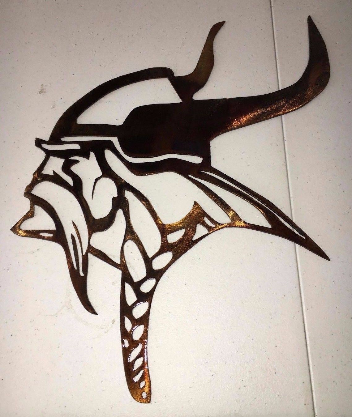 Minnesota Viking Metal Wall Art 1960's Logo - Sculptures & Figurines