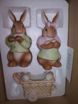 PartyLite Baby Bertie & Bea Easter Bunny Candle Holder P7329 With Box Rabbit - $32.71