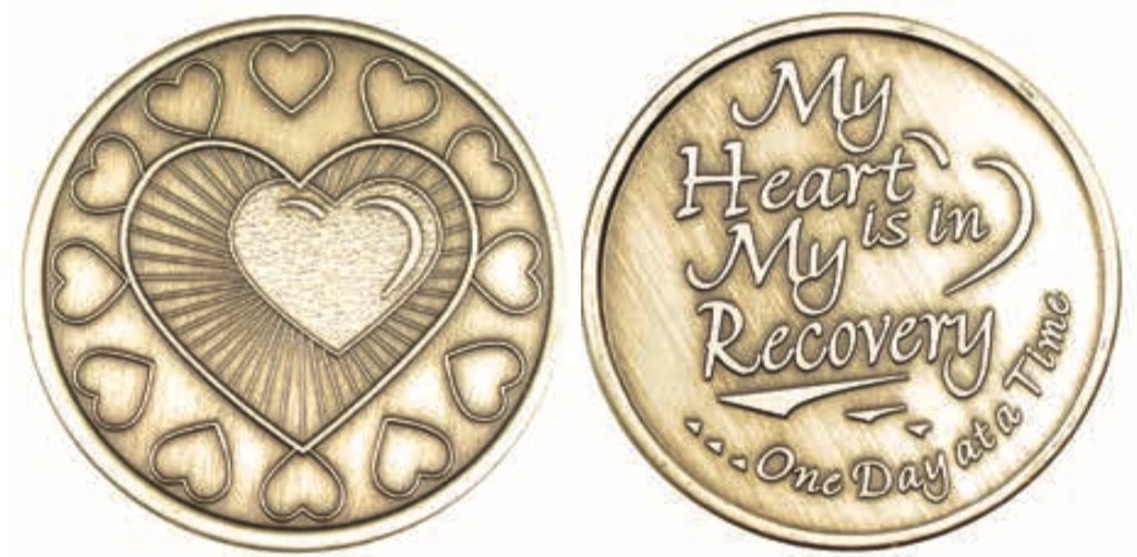 My Heart Is In Recovery Bulk Lot of 25 Medallions Bronze One Day At A Time Chips