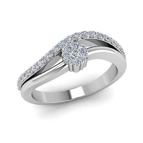 Elegant Touch Round Cut Solitaire Simulated Diamond Curved Engagement Promise St
