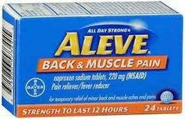 2 Aleve Back & Muscle Pain reliever fever reducer 220 Mg 24 Ct Tablets Exp 2023 - $8.21