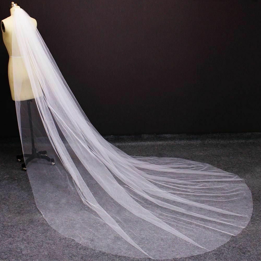 Bride Wedding Veil Soft Cathedral Plain Soft Tulle Bridal White Ivory Accessory