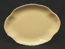 Old Vintage Soft White 12&quot; Platter w Scalloped Edges &amp; Scrolled Designs USA - $24.74