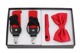 Berlioni Italy Formal Tuxedo Bow Tie Convertible Suspenders Hanky Gift Box Set image 12