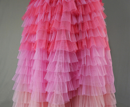 Pink Blush Nude Tiered Tulle Skirt Women High Waist Tiered Tulle Skirt Plus Size image 4