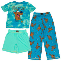 Scooby Doo Character Head and All Over 3-Piece Pajama Set Turquoise Print - $31.98