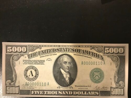Reproduction United States 1928 Bill Federal Reserve Note Copy USA Madison