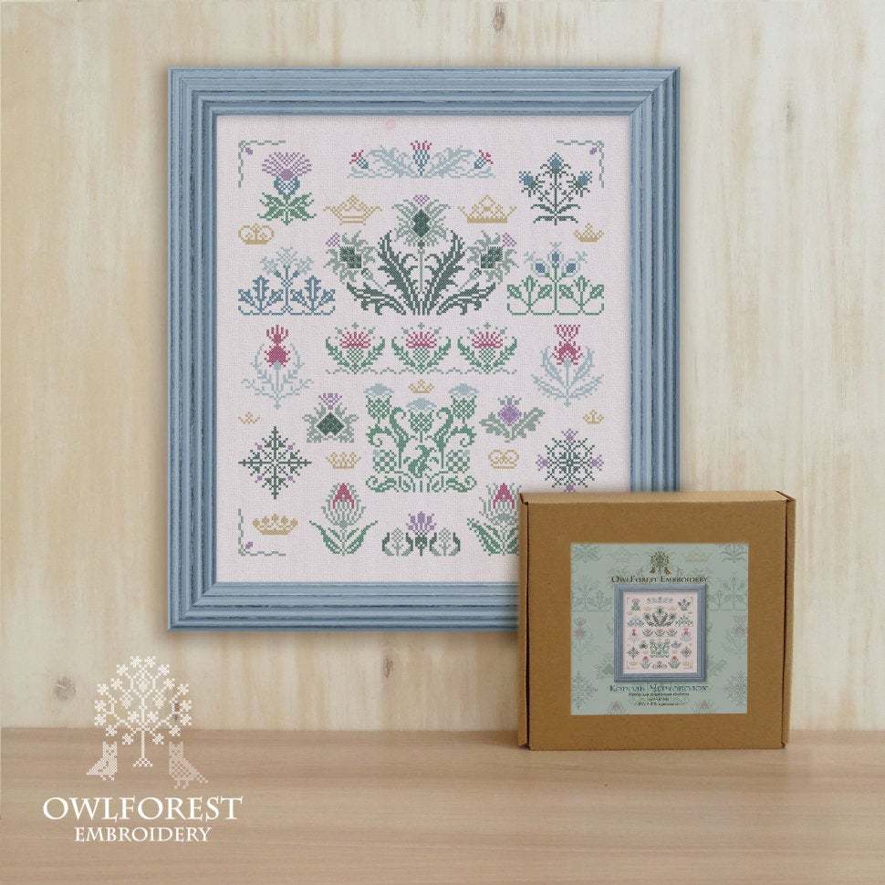 Cross Stitch Kit Primitives Thistle Sampler - Flowers, Gardens & Nature