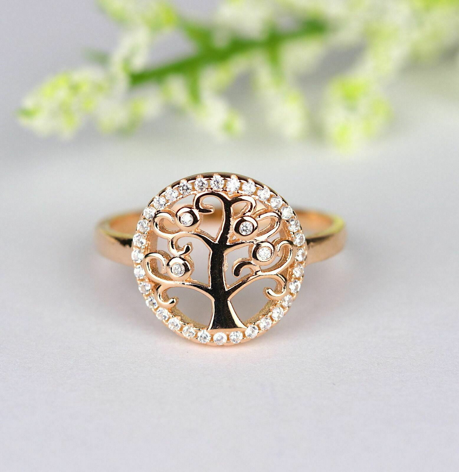 Tree of Life Ring Rose Gold Sterling Silver Spiritual Ring Family Ring