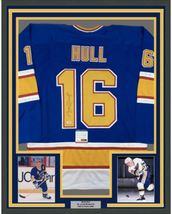 Framed Autographed/Signed Brett Hull 33x42 St. Louis Blue Jersey PSA/DNA Coa - $424.99