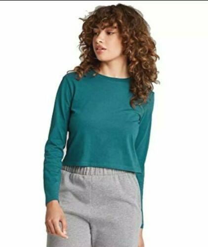 Cotton Long Sleeve Casual Plain Tag Free T Shirt Women's Small Wild Fable Blue