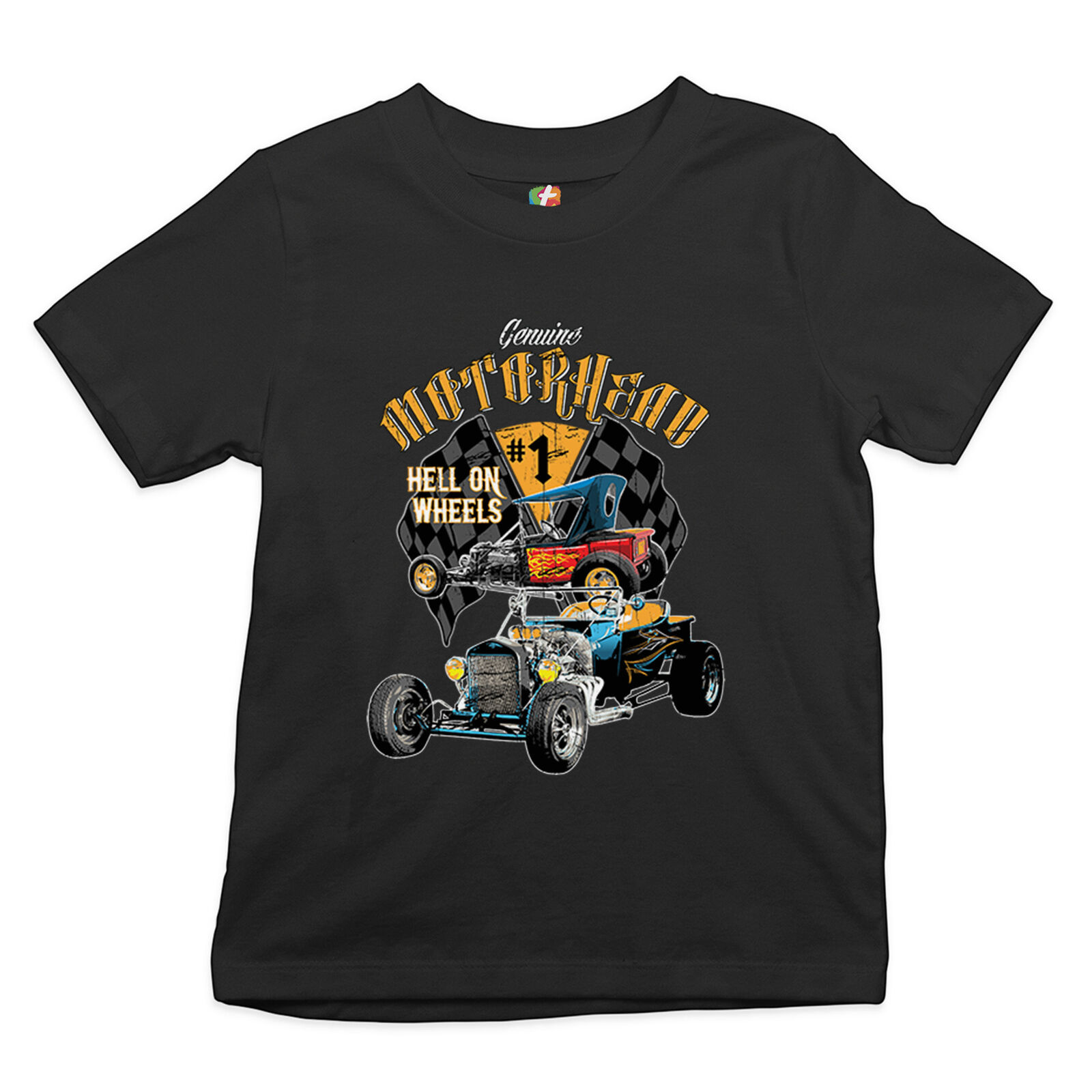 Motorhead Hot Rod Youth T-shirt Hell on Wheels Route 66 Drag Racing Kids