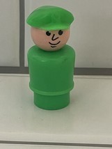 Vintage Fisher Price little people green man w/hat helicopter pilot/captain 2'' - $11.30