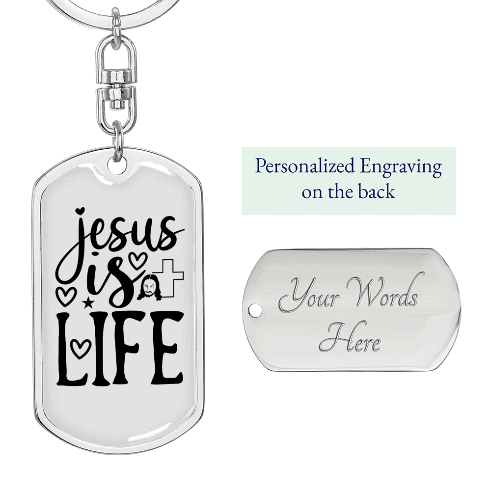 Jesus is Alive Christian Keychain Stainless Steel or 18k Gold Dog Tag