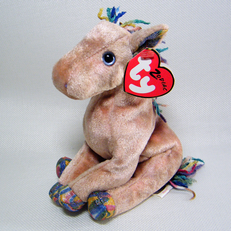 Ty Beanie Babies Zodiac HORSE with RARE Shimmer FABRIC EARS NWT Retired