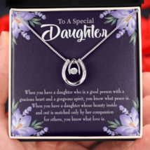 To My Daughter Good Person Lucky Horseshoe Necklace Message Card 14k w CZ Crysta - $61.70+
