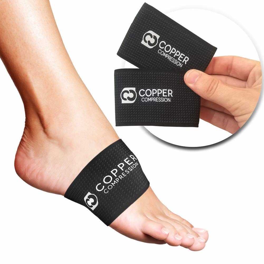 Copper Compression Copper Arch Support - 2 Plantar Fasciitis Braces Or Sleeves