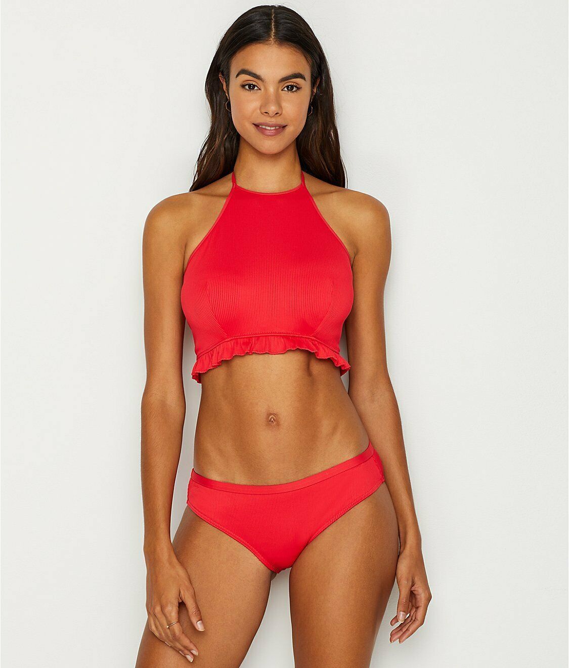 Freya RED Nouveau High Neck Underwire Bikini Swim Top, US 36DD, UK 36DD 