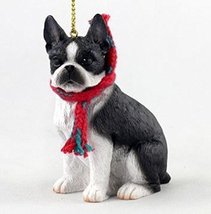 Boston Terrier with Scarf Christmas Ornament (Large 3 inch version) Dog - $15.95