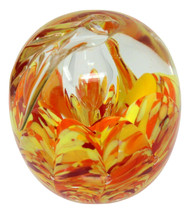 Clear Glass Apple Paperweight Orange Yellow Red Vintage Art Glass - $52.81