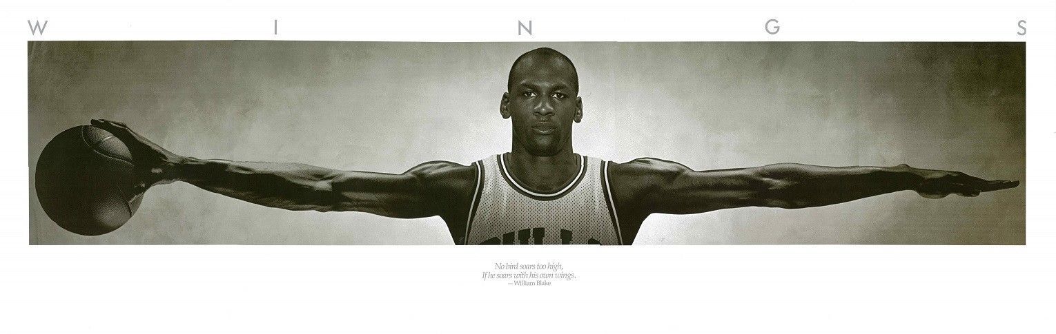 Michael Jordan Wings Poster Basketball Legend Art Print 16x50 20x62 24x74