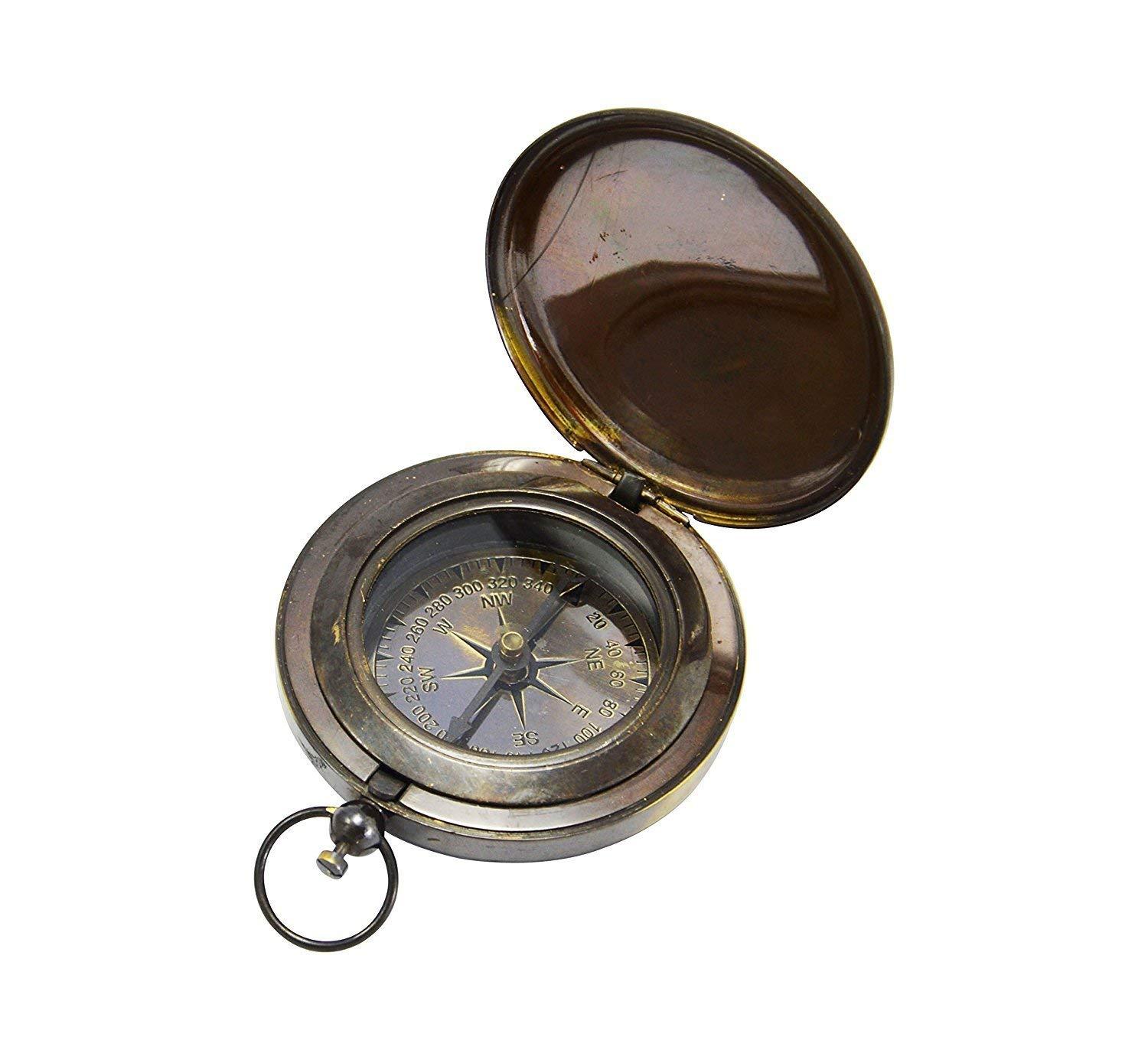 thumbnail image 2 of 3-Inch Captain Brass Sundial Compass With Hardwood Wooden Box - Nauticalmart 2 of 4