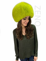 Finn Fox Fur Full Hat Saga Furs All Fur Round Hat Adjustable Yellow Green Fur image 2