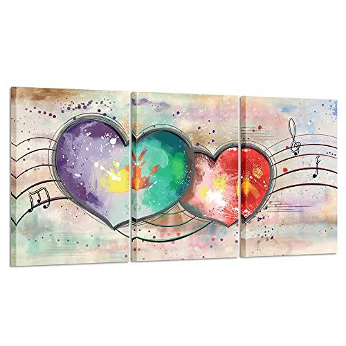 Kreative Arts 3 Pieces Canvas Wall Art Love Heart Painting with Frame