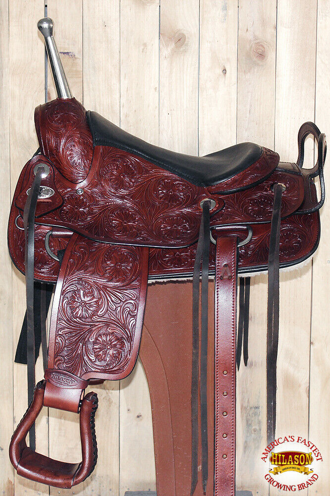 Hilason Custom Designed Rare Western Trick Riding Saddle Mahogany U2