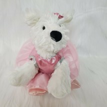 11&quot; Hugfun White Dog Puppy Ballerina Pink Plush Stuffed Animal Toy Girl ... - $14.99