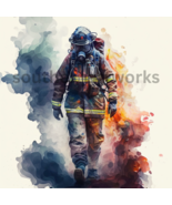 Watercolor painting, fireman edition.A.I.Art, or kids room #1 of 4. - $1.99