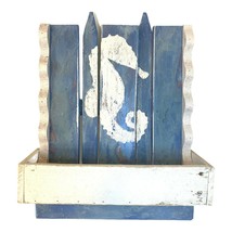 SEAHORSE PICKET FENCE Planter Box Hand Painted Rustic Barn Wood Stand Sh... - $59.99