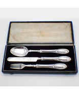 Victorian Three Piece Youth Set English Sterling Silver 1858 Boxed - $233.75