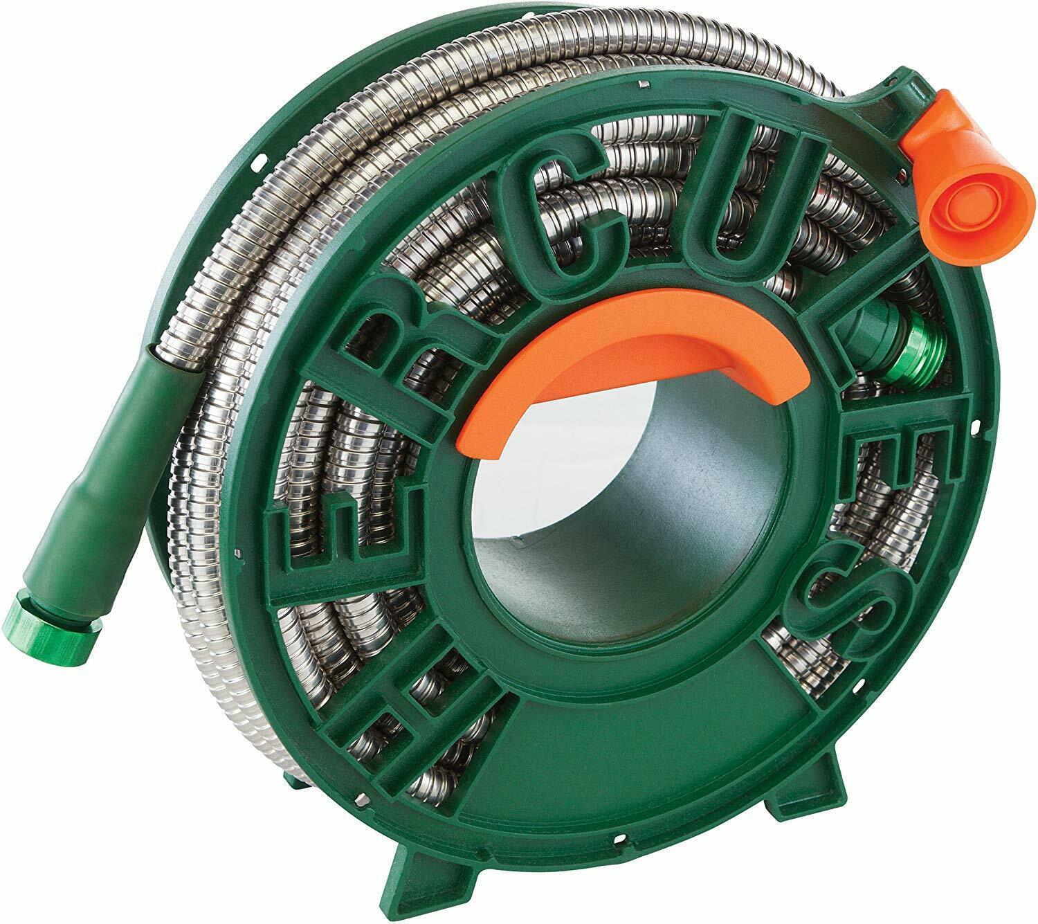 Stainless Steel Garden Hose Heavy Duty Comes With Reel 25 Feet NO KINK
