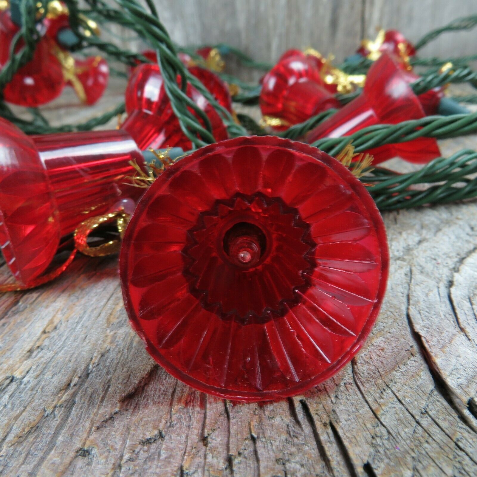 Vintage Musical Bell String Lights Christmas Motion Carols Songs 40 Red