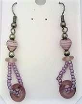 Purple Heart Glass Bead Earrings - $3.20