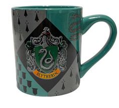 Harry Potter SLYTHERIN Ceramic Coffee Mug Tea Cup 14 Oz Crest Snake Gray Green - $18.70