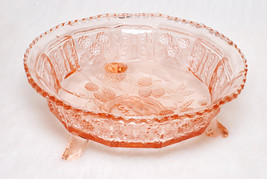 Collectible Pink Glass Butterflies Fruit Decorative Bowl - $19.00