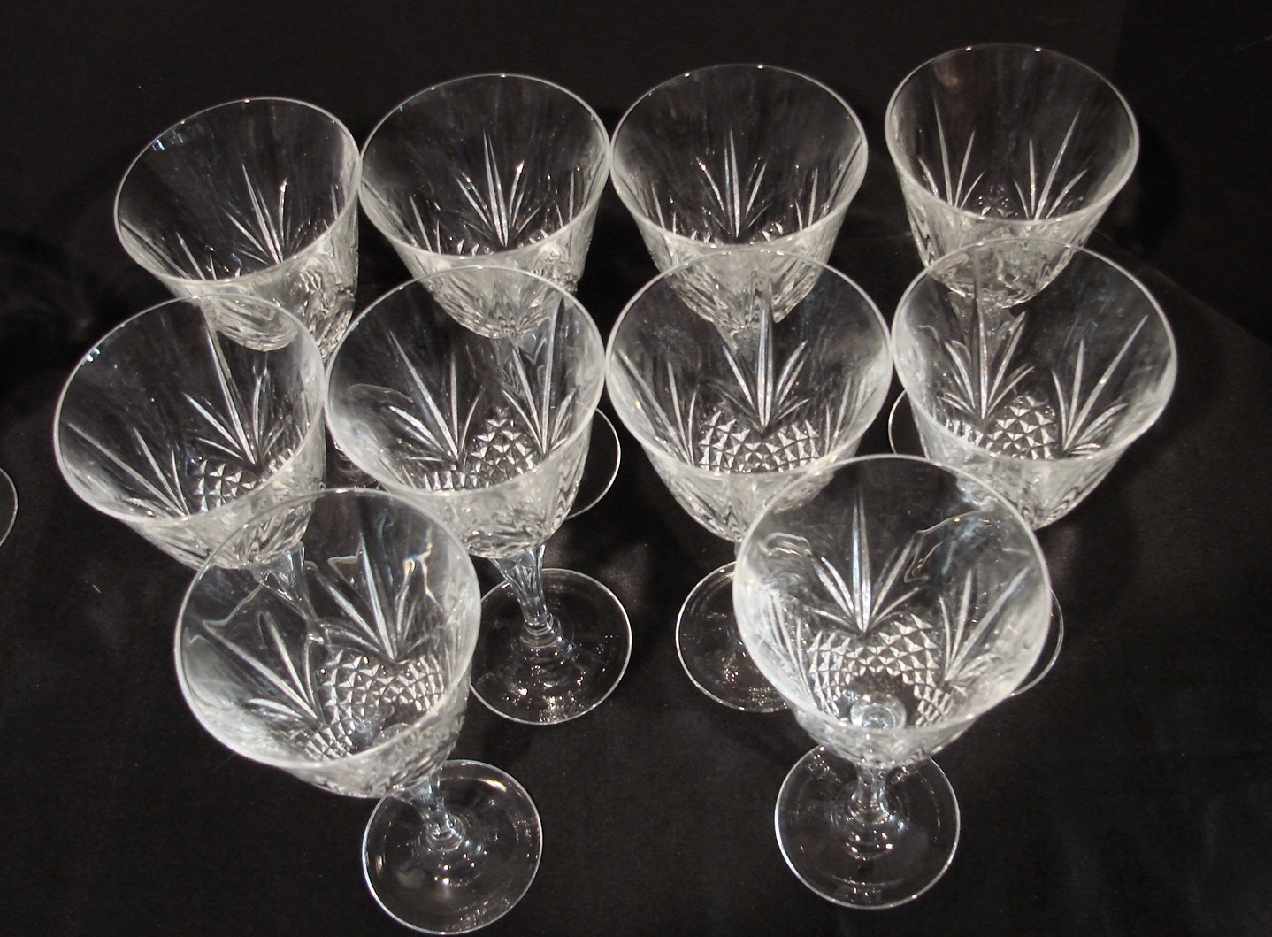 Cristal de Flandre Set of 12 Crystal Wine Glasses Salzburg Pattern 7.5 ...