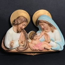 Mary Joseph Jesus chalkware wall hanging, Mid Century modern religious  - $73.95
