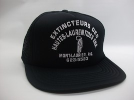 Fire Extinguisher French Francais Hat VTG Black Snapback Trucker Cap - $19.99