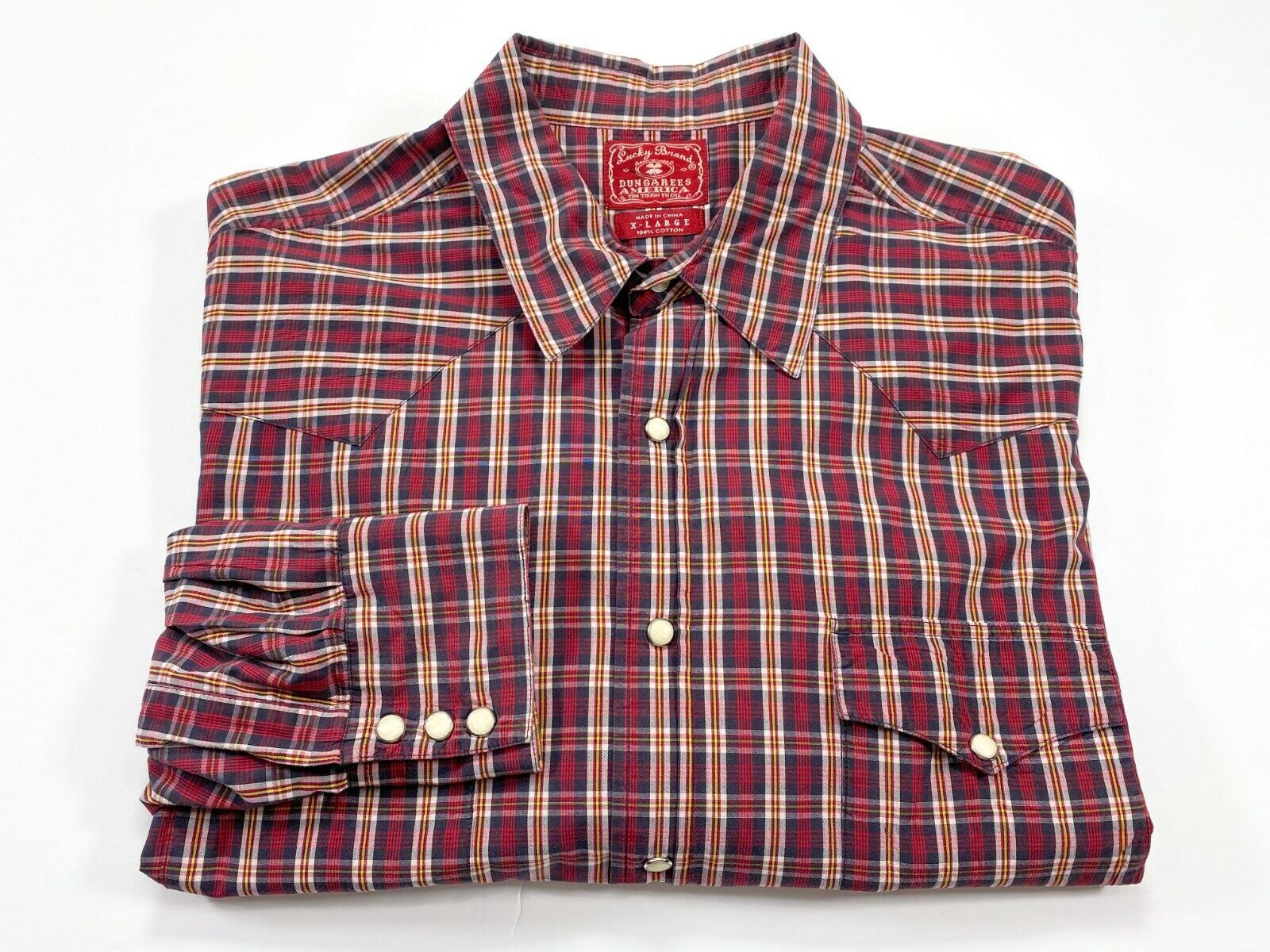 Lucky Brand XL Western Pearl Snap Long 